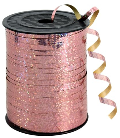 BEISHIDA 500 Yards Rose Gold Curling Ribbon - Balloon String, Crimped Shiny Metallic Roll for Gift Wrapping, Craft, Birthday Party Decoration, Embellish Wedding