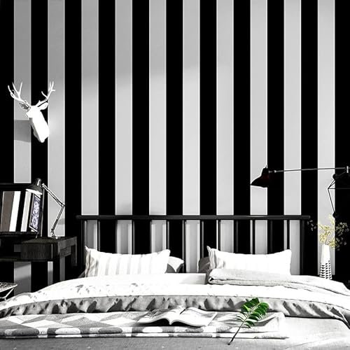 SAIMEYI Carta da parati in bianco e nero Orizzontale E Verticale A Righe Moderno Stile Minimalista Per Soggiorno, Camera Da Letto, Caffè Ristorante, Negozio di Abbigliamento, Sfondo TV.