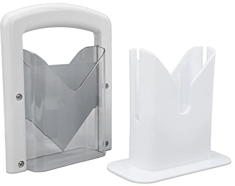 Bagel Slicer, Bagel Cutter White Plastic Manual Bread Slicing Machine with Safety Shield Easy Grip Handle for Cutting Bagels