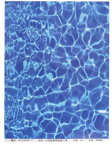 QUARKZMAN DIY Welleneffekt-Folie 28,5 cm x 21 cm Bodenbelag-Papieraufkleber mit Selbstklebender Rückseite für See-Szenen Puppenhaus-Dekoration, Tiefblau