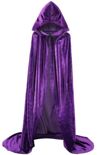 EONPOW Cape Longue à Capuche en Velours Costume de Sorcière Cosplay Sorcier Tunique Halloween pour Femmes et Hommes.