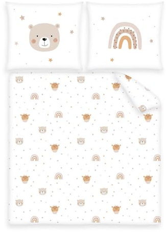 Herding babybest Wiegenbettwäsche Little Friends, Kopfkissenbezug 35 x 40 cm mit Hoteleinschlag, Bettbezug 80 x 80 cm mit Hoteleinschlag, Baumwolle
