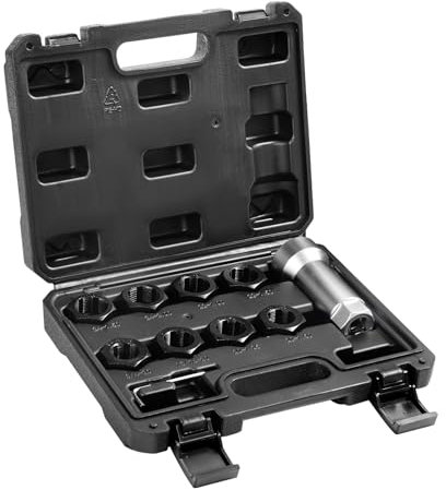 VEVOR 10-teiliges Gewindefräser-Set für Achsspindeln, metrisches M20 M22 M24 UNF 13/16 Zoll 3/4 Zoll Gewindereparaturwerkzeug, Gewindeneuerer-Werkzeugsatz mit Verlängerungsstange, Sechskantschlüssel