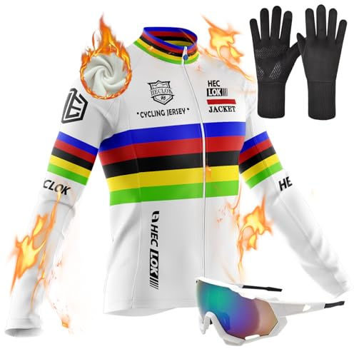 Herren Winter Fahrradtrikot Langarm Thermo Funktions Radtrikot Warm Fleece, Langarm Fahrrad Shirt, MTB Thermo Trikot, Herren Radtrikot, Fahrradbekleidung Radshirt für Männer (TYP-1,4XL)