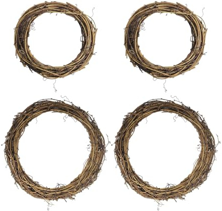 CVFRTT Confezione da 4 Ghirlande, Ghirlanda in Rattan per Porta D'Ingresso, Decorazione Artigianale Fai da Te, Ornamenti Natalizi Appesi, Decorazione Ghirlanda in Rattan