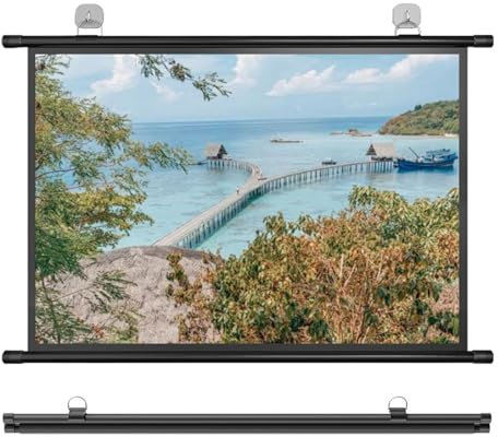 Pantalla De Proyector Enrollable Manual, Pantalla De Proyector Portátil De 60 Pulgadas 72 Pulgadas, 16:9/4:3 Pantalla De Proyección, para Cine En Casa, Películas De Interior/Exterior(16:9,60in)