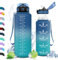 Vikaster Botella Agua Deporte, 1500ml Botella con Pajita, Botellas Agua sin BPA, Fácil de Abrir, a Prueba de Fugas, Botella Reutilizable, Gimnasio, Running