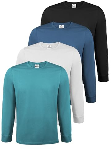 ALPIDEX Långärmad T-Shirt Herr 4 Pack Bomull Long Sleeve S-5XL | 200 g/m², Rund Hals, Enfärgad, Regular Fit, OEKO-TEX, Andningsbar, Fritid, Vardag, Longsleeve, Lång Ärm, 100% Bomull