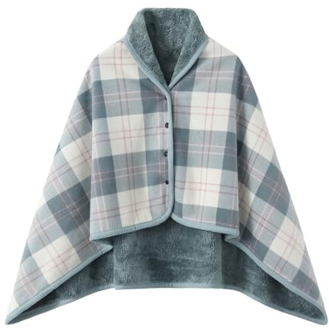 Poncho de punto para mujer, con gran jersey frontal, elegante, para invierno, azul claro, 100*140cm