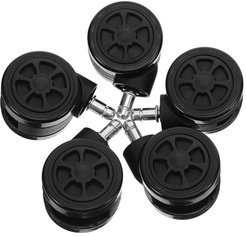 KICHOUSE 5 Rotelle per Sedia da Ufficio Stelo Ruote Girevoli Silenziose per Pavimenti in Legno Duro Ricambio per Sedie da Computer Multifunzione Movimento Fluido e Protezione Pavimento
