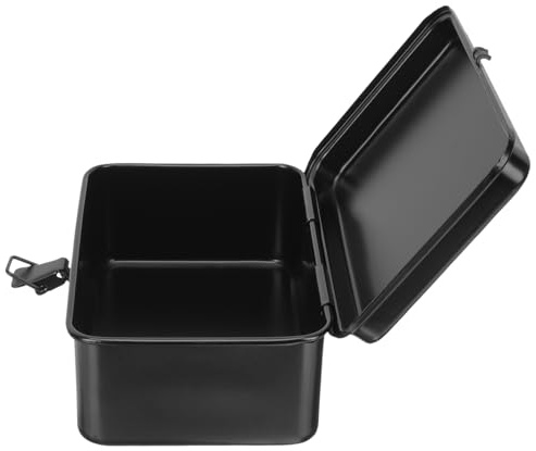 Kisangel Petite Boîte à Outils en Tôle Épaisse Noire Coffre de Rangement Compact et Portable Organiseur Multifonction pour Maison Garage et Voiture Boîte à Outils Sécurisée et Légère