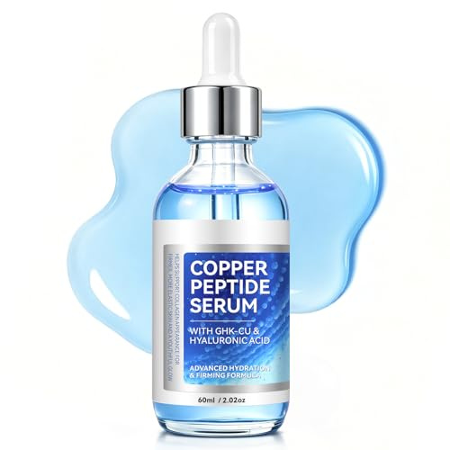 Copper peptidserum med hyaluronsyra – GHK-Cu Anti-Aging formel för att stödja hudens elasticitet och mildra fina linjer – GHK Cu Peptide ansiktsserum parfymfri – GHK-Cu Serum 60 ml