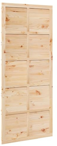 vidaXL Puerta Corrediza Natural 100 x 2,5 x 208 cm, Puerta de Granero rústica de Madera, corredera para Sala, Separador de Espacios y decoración del hogar