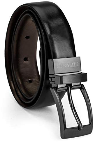 Steve Madden Boys' Reversible Belt for Kids, Black/Brown, Large
