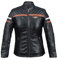 KEROZEN Ashley - Chaqueta para moto de piel para mujer, con protección CE-Blouson para moto, bodyfit, acolchado de manga larga con rayas delanteras, Negro , M