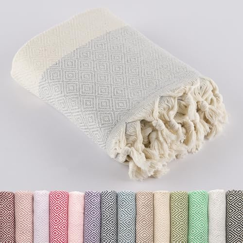 Stark und Weich LUCIDUS - Serviette hammam - Serviette sauna, serviette sauna - Serviette plage XXL - Fouta - 100x180cm - Couverture yoga - Set cadeau - Extra douce (diamant gris lunaire)