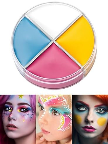Professionelle Theater-Schminke Creme Make-up blau-gelb-rosa-weiß 15 ml Dose - 4 Farben - Halloween Karneval Motto-Party