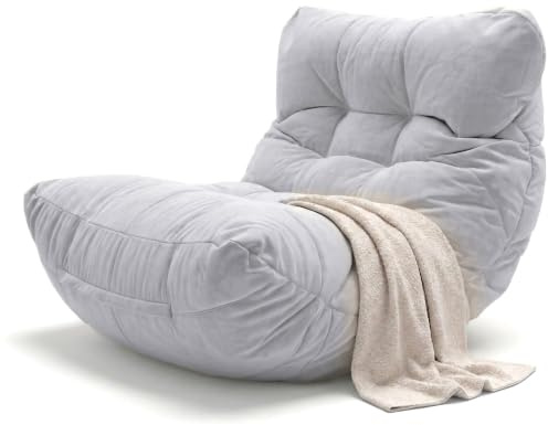 Aiire Fauteuil Pouf Exterieur Moderne - Pouffe Géant XXL Adulte ou Ado avec Remplissage pour Jardin et Piscine - Gros Bean Bag XXL ou Coussin de Sol Gris Clair