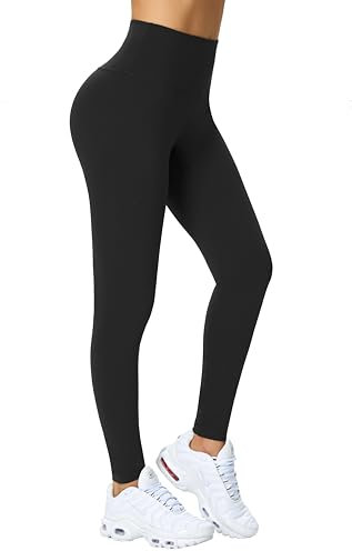 Enjoyoga Legging taille haute pour femme [avec poche intérieure] - Pantalon de sport opaque pour le sport, le yoga, la gym, Noir , taille unique