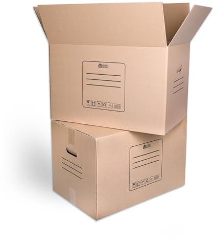 MERCURY- PACK 10/20 Cajas mudanza y Almacenaje Ultra Resistentes + Precinto, Cajas de Carton con Asas para fácil manejo,box grandes y pequeñas,Reutilizables (10 Cajas 50x30x30CM 45Litros)