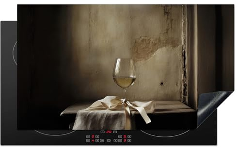 KitchenYeah© Protector Vitroceramica 90x52 cm Tapa para induccion Placa Encimera Cubre de Protectora Cocina Lazo - Beige - Blanco - Vino