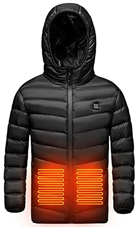 Manteau Chauffante pour Enfants Manteau Heated Garçons Filles Pour le Travail en Extérieur Tenue Quotidienne Ski équitation Moto avec 3 Zones de Chauffage Manches Longues Charge USB