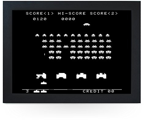 Portable Lap Desk Tray (Space Invaders) Handmade Wooden Frame, Beanbag Cushioned Bottom | Computers, Laptops, Meals, Food | L0192 Black