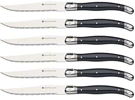 MasterClass Set di 6 Coltelli da Bistecca in Acciaio Inossidabile, 1,2 cm x 1,6 cm x 23 cm - Argento