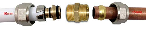 15mm -16mm (Cu-PEX) PEX PE-X Kupferklemmkupplung 4 Stück