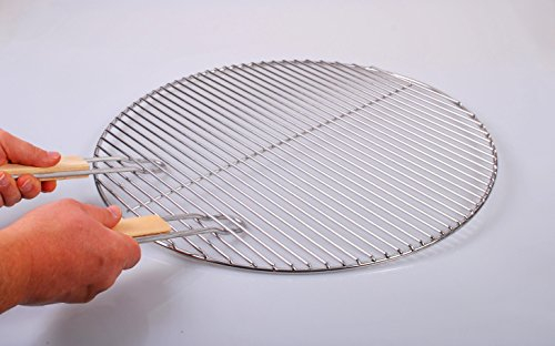 40cm Grill mit 2 Griffe, rund Edelstahl, Kugelgrill, 4mm Stäbe Grillrost V2A für Feuerschalen Grillschalen Rundgrill