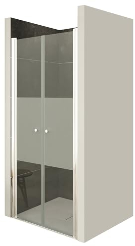 i-flair Duschtür LIMA mit Pendeltüren, Verstellbereich von 84-88 cm Höhe: 185 cm Nischentür Duschabtrennung aus teilsatiniertem 6mm NANO ESG Sicherheitsglas - DTMF 185