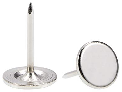 sourcing map 100 Stück Polsternägel, flacher Kopf Reißzwecken Für Sofa Möbel Kopfteile Möbelnägel，Reißnägel für Möbel, Sofa Kopfteile 11mmx17mm Flacher Kopf Silberton Eisen Pause