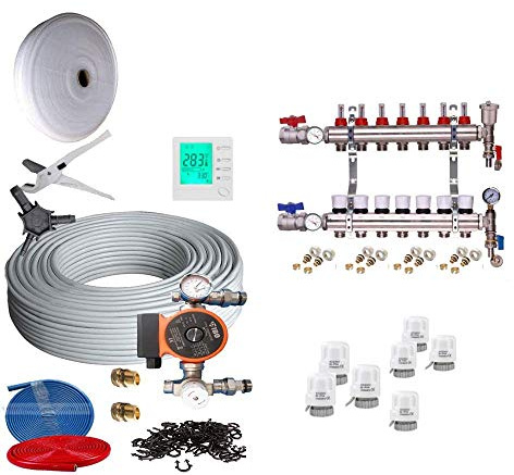 Underfloor Heating Multi Zone/Room KIT - Water Wet 5 Layers Pipe (25-30 Sqm)