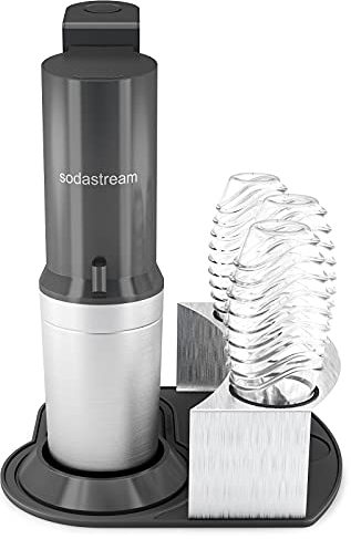 Unterlage & Edelstahl Abtropfhalter in einem – kompatibel mit SodaStream Crystal – rutschfest & wasserabweisend – Schwarz, Zubehör