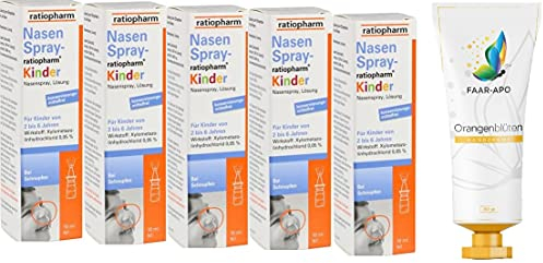 Nasenspray Ratiopharm Kinder Sparset 5 x 10 ml inkl. einer hochwertigen Handcreme Marke Faar-Apo