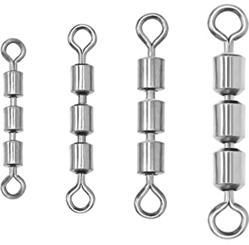 EMSea 40 STK Angelwirbel Hochgeschwindigkeits 3-Rollen Wirbel Dreifach-Wirbel Vorfach-Köder-Verbindungsstück Perlenketten-Wirbel Angelzubehör Kupfer