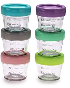 melii Barattoli in vetro per alimenti per bambini, contenitori per snack con coperchio, senza BPA, adatti al microonde e alla lavastoviglie (113,4 g, 6 pezzi)