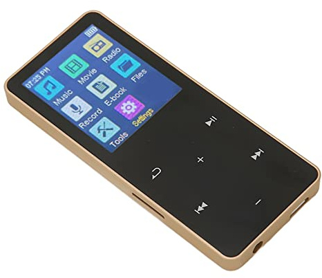 MP3-spelare med FM-radio och Röstinspelare, 1,8 Tums Pekskärm MP4-spelare med Bluetooth, HiFi Loseless Lätt Bärbar Musikspelare för Sport (Guld)