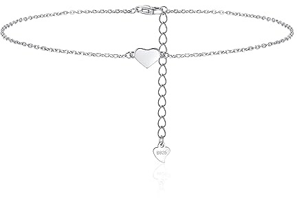 Zolkamery Fußkettchen für Damen Silber 925, 22+5cm Flexibel Verstellbar Silber Fußkette, Sommer Barfuß Strand Fußkettchen Armband, Wasserfest Doppelringe Fußbändchen Knöchel-Kette, Stilvoll Fußspange