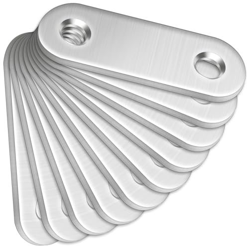10 Pcs Straight Brackets (50 x 16 x 2mm), Bolatus Stainless Steel Mending Plates Connecting Plates Flat Straight Brace Brackets with Holes Metal Joining Plates for Wood