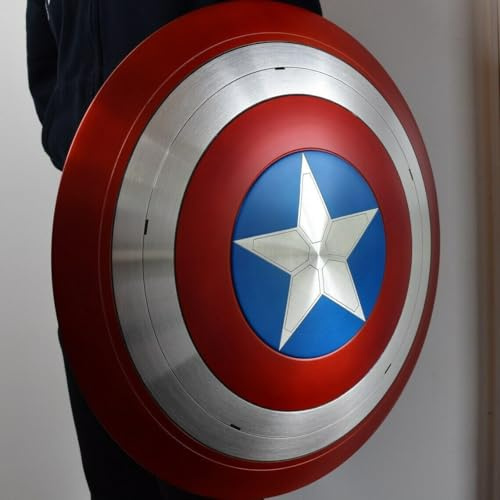 Captain America Shield 22 Inch Mild Steel Captain America Round Shield Leather Grip Wall Decor Shield Rust Free Metal Gift Item