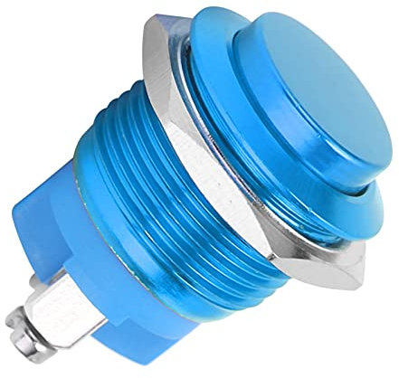 Metal Push Button Switch Click Self Reset Fully Oxidized for Screw Foot, Pushbutton Switches (Blue)