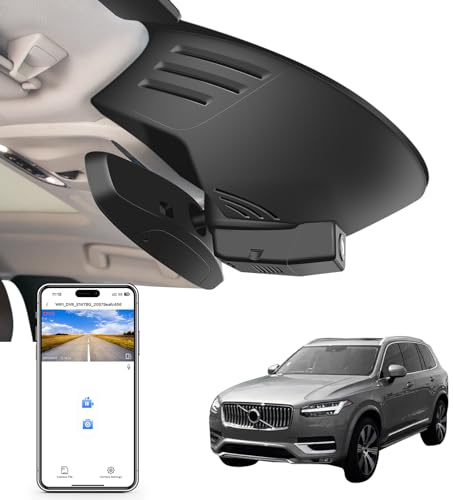 MANGOAL 4K UHD 2160P Dash Cam, Integrerat OEM-utseende Dashcam, Anpassad för Volvo XC90 2016 2017 2018 2019 2020 2021 2022 (Modell A), T5 T6 T8, Loopinspelning, G-Sensor, WiFi & App, 64 GB kort