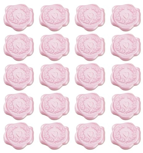 EIHI 20 Pièces Rose Cachet de Cire Autocollant en Forme de Cœur pour Sceller Cartes D'Enveloppes, Emballage Cadeau, Scrapbooking (A)