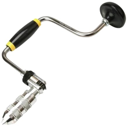 Baoblaze Carpenters Bit Brace Swing Bit Clip Manual Punching Tool Woodworking 4 Jaw Chuck Hand Crank Drill for Metal Home Construction, 30x17cm