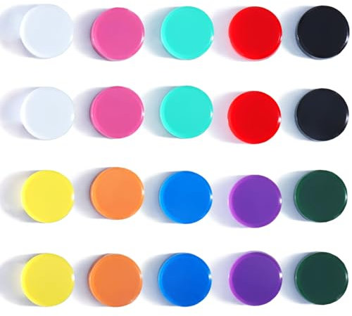 DUJEQM Fridge Magnets, 20 Pack 10 Colors Strong Magnet - Small Magnets for Whiteboard, Notice Board, Planning Boards - Round Magnet Cute Heavy Duty Mini Magnets for Crafts, Classroom, Office, School