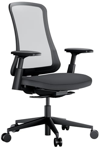 ProtoArc Ergonomic Office Chair - Flexer Computer Chair, Foam Cushion Sliding Seat, Breathable Mesh from Wintex, 125° Reclining Swivel Desk Chairs for Home, Office & Study - Black