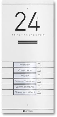 Metzler ADM10 - Intercomunicador para puerta con placa intercambiable, color blanco