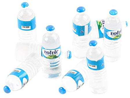 10 mini botellas de agua mineral en miniatura, casa de muñecas, decoración del hogar
