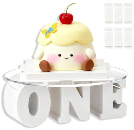 MXOYOXM 12 Inch One Letters Round Birthday Cake Stands,White 1st Birthday Baby Shower Cupcake Display Acrylic Cake Table Stand for First Birthday Party Decorations